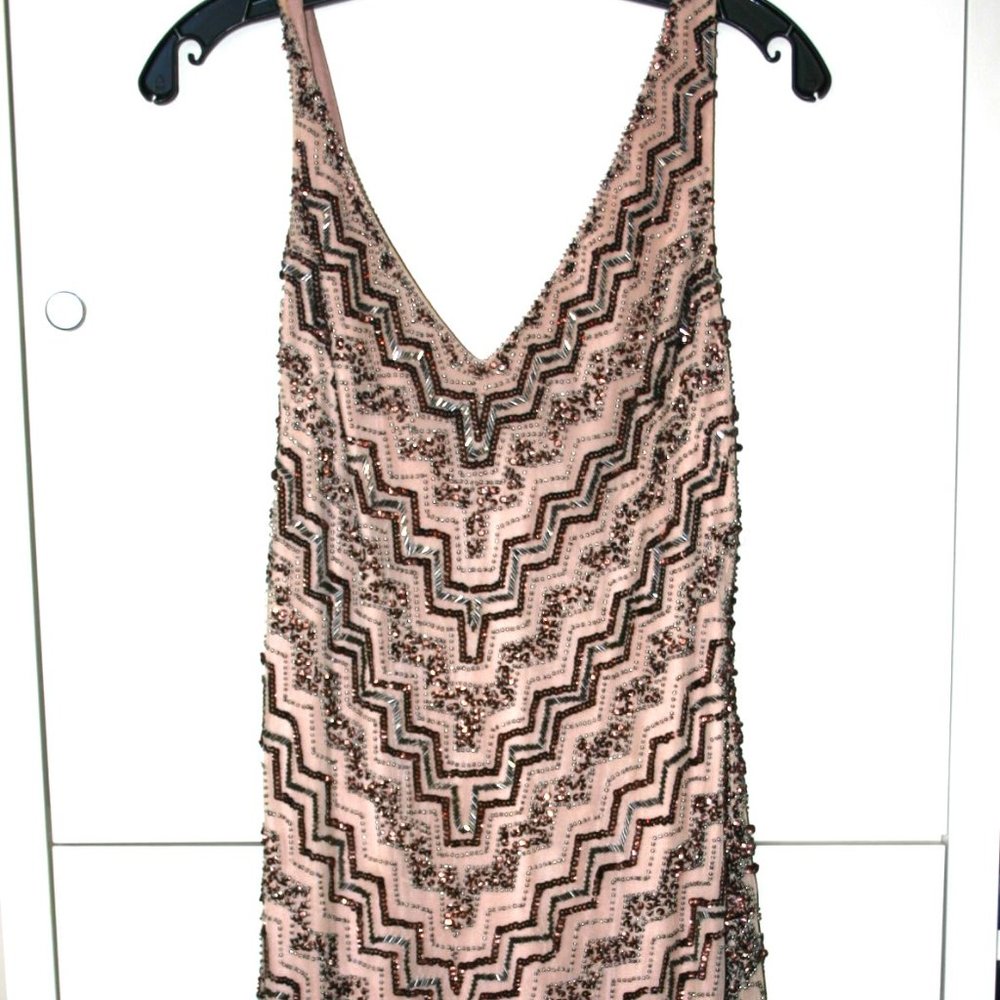 Aidan Mattox Dramatic Blush Beaded Sleeveless Coc… - image 1